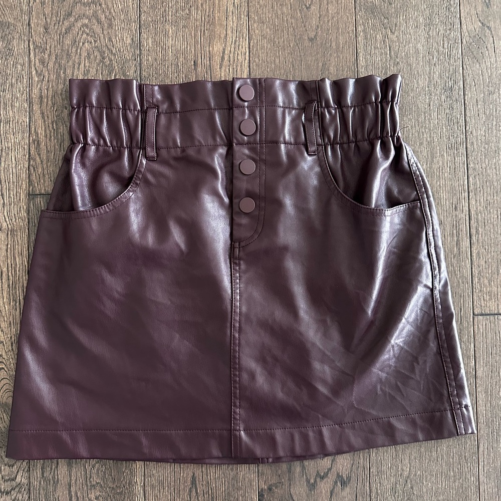 Zara Deep Purple Leather Mini Skirt